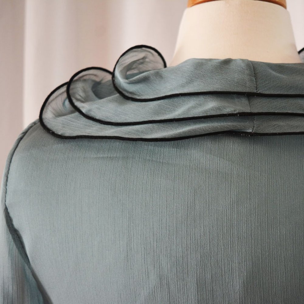 NWT Camille La Vie Teal Chiffon blouse w/ ruffles - Picture 11 of 13